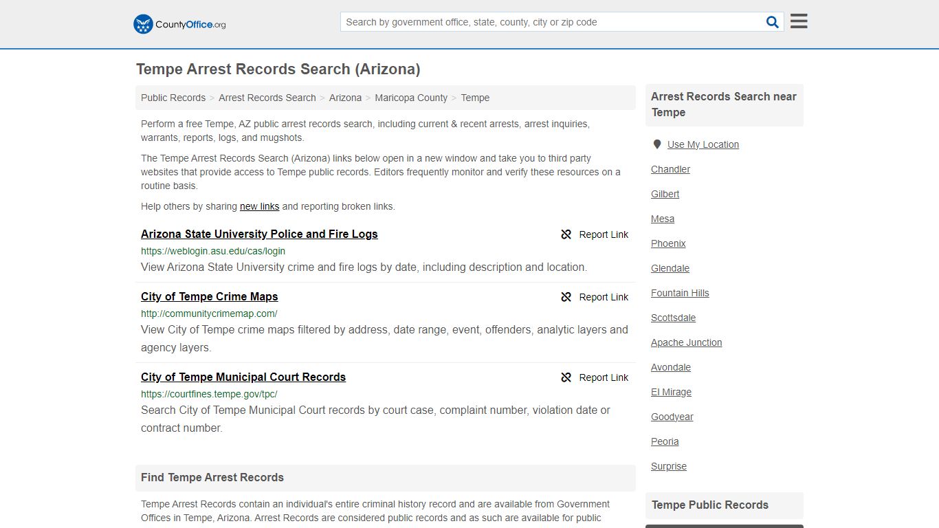 Arrest Records Search - Tempe, AZ (Arrests & Mugshots) - County Office