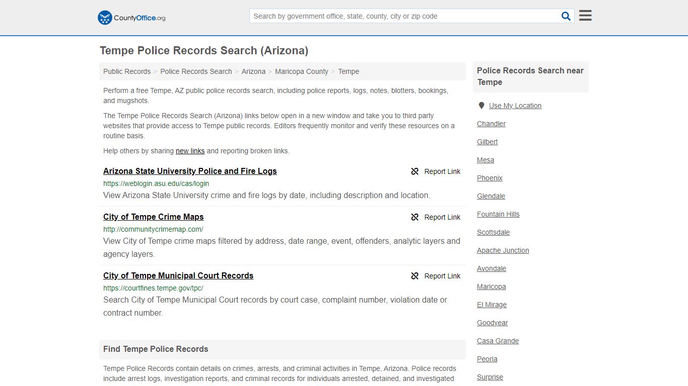 Police Records Search - Tempe, AZ (Accidents & Arrest Records)